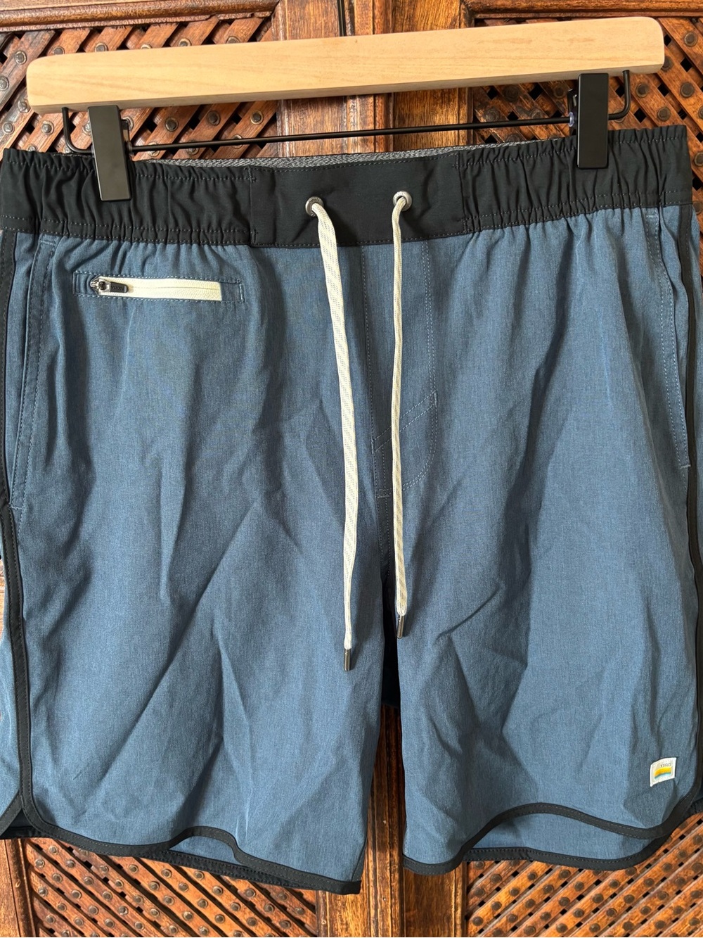 Vuori Men's Blue Swim Board Shorts with Black Waistband